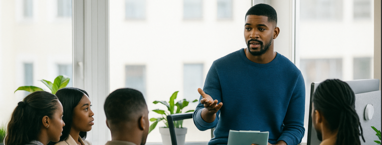 Mental Wellness Coach conducting a focused coaching session with a professional clients