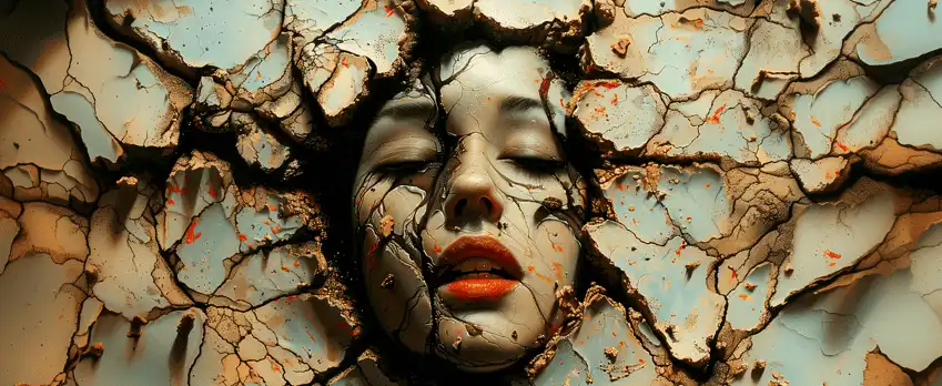 psychological trauma represented by a survivor manifesting trauma symptoms in the course of navigating recovery