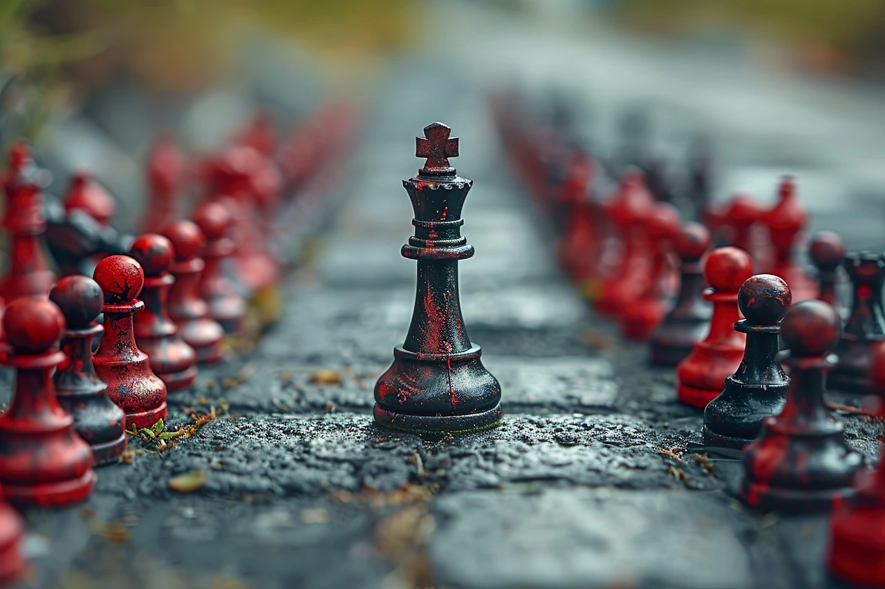 Chess Symbolic of Diverse team in a leadership meeting practicing communication and problem-solving