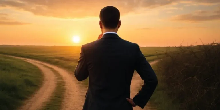 Choose Your Battles Leadership: Leader at a crossroads choosing a clear path over brambles, symbolizing strategic restraint and wise leadership